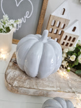 Load image into Gallery viewer, Grey Glossy Ceramic Pumpkin
