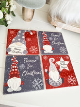 Load image into Gallery viewer, Red &amp; Grey Christmas Gonk Ceramic Coaster Set 4
