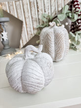 Load image into Gallery viewer, Grey Wash Carved Style Resin Pumpkin
