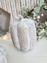 Load image into Gallery viewer, Grey Wash Carved Style Resin Pumpkin
