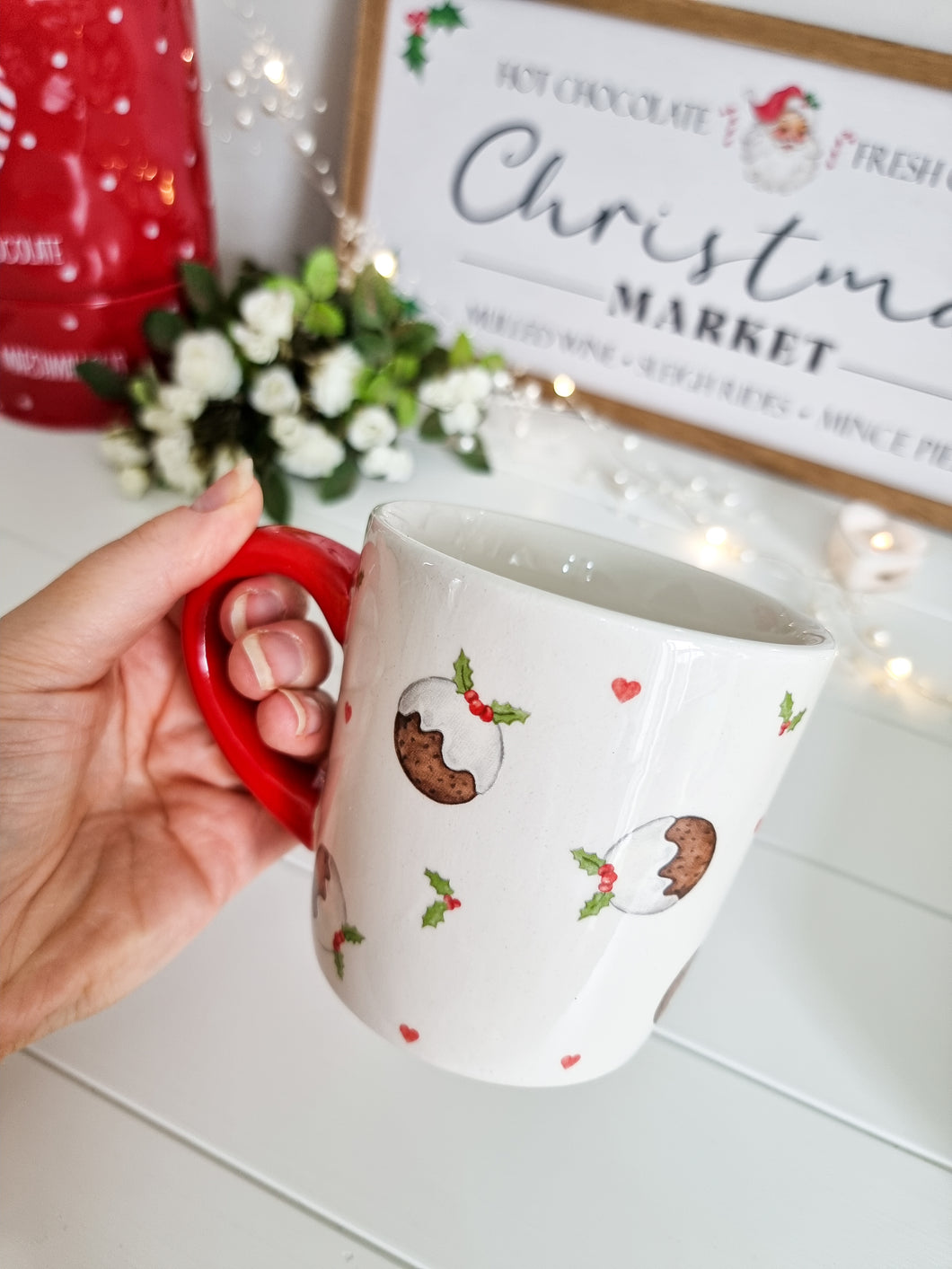 Christmas Pudding Season Heart Mug