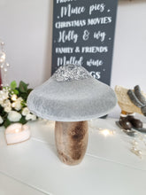 Load image into Gallery viewer, Grey Chunky Glitter Wooden Mushroom
