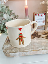 Load image into Gallery viewer, Cream Festive Gingerbread Heart Mug *Imperfect
