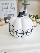 Load image into Gallery viewer, White Ceramic 3D BOO Halloween Pumpkin
