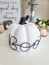 Load image into Gallery viewer, White Ceramic 3D BOO Halloween Pumpkin
