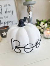 Load image into Gallery viewer, White Ceramic 3D BOO Halloween Pumpkin

