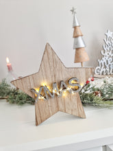 Load image into Gallery viewer, Silver Glitter Light Up Xmas Standing Wooden Star
