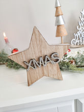 Load image into Gallery viewer, Silver Glitter Light Up Xmas Standing Wooden Star
