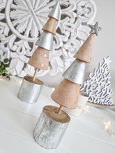 Load image into Gallery viewer, Nordic Inspired Silver Star Wooden Tree Figure
