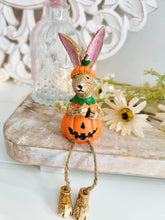 Load image into Gallery viewer, Shelf Sitting Rabbit In Halloween Pumpkin Outfit
