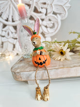 Load image into Gallery viewer, Shelf Sitting Rabbit In Halloween Pumpkin Outfit
