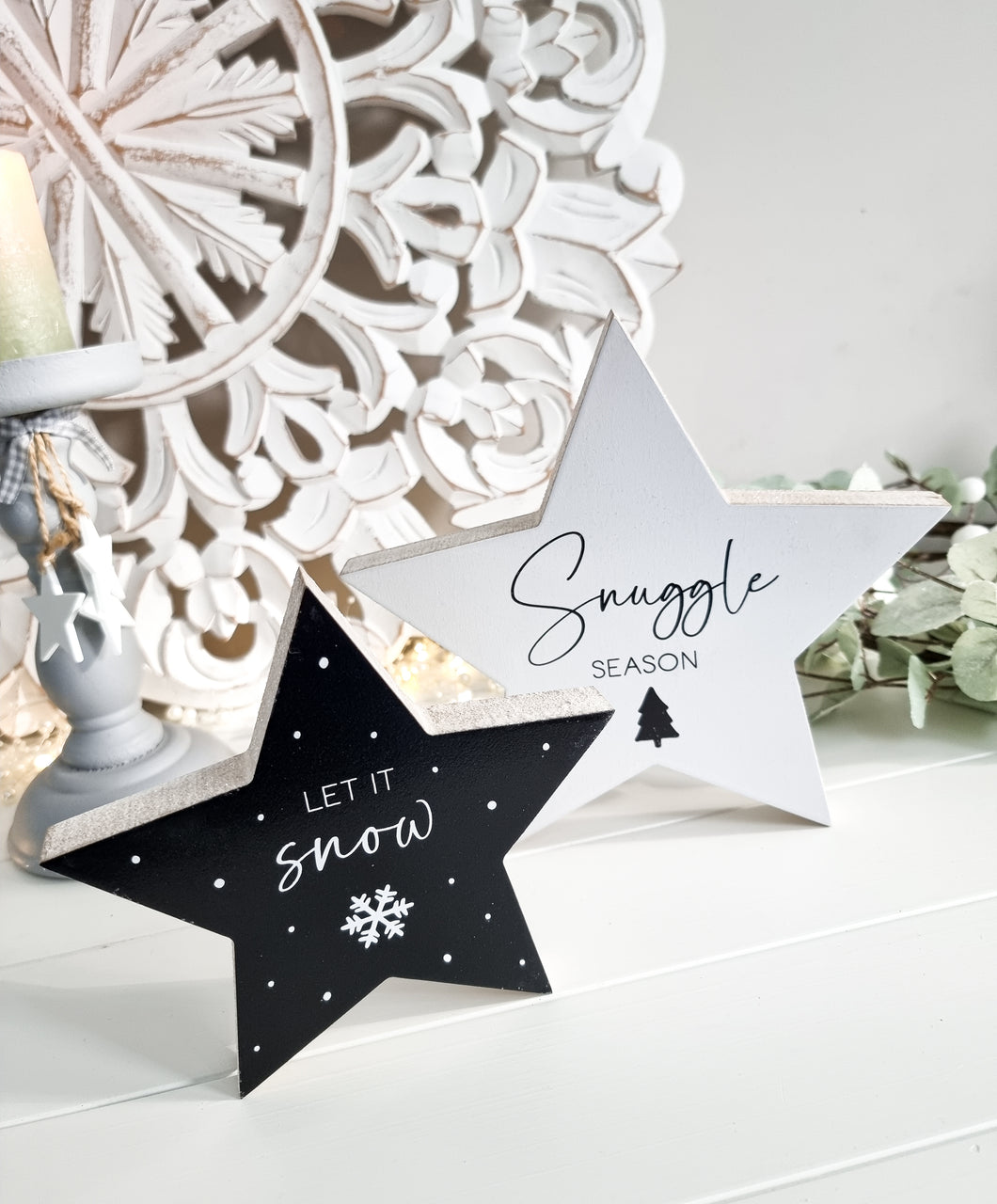 Seasonal Festive Black & White Standing Stars