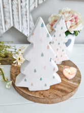 Load image into Gallery viewer, Pastel Christmas Tree Detailed White Ceramic Figure
