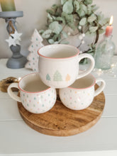 Load image into Gallery viewer, Pastel Coloured Christmas Tree Mini Mug Set 3
