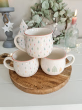 Load image into Gallery viewer, Pastel Coloured Christmas Tree Mini Mug Set 3
