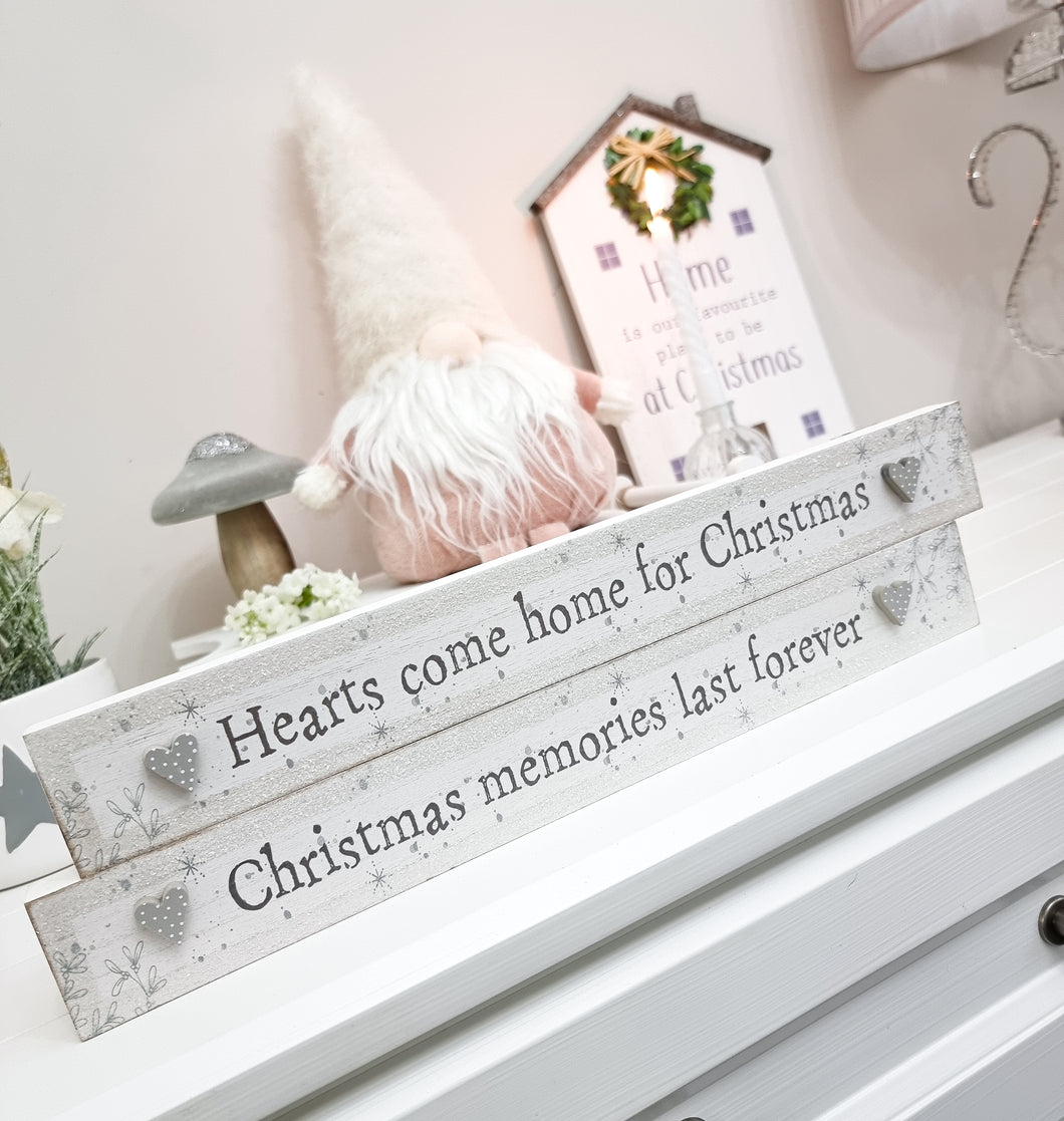 White & Grey Shabby Chic Christmas Block Plaque