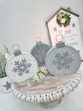 Load image into Gallery viewer, Silver Glitter Wooden Bauble Block Decoration
