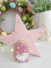 Load image into Gallery viewer, Pink &amp; White Freestanding 3D Gonk Wooden Star

