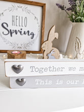 Load image into Gallery viewer, Grey/White Family &amp; Happy Place Silver Heart Blocks
