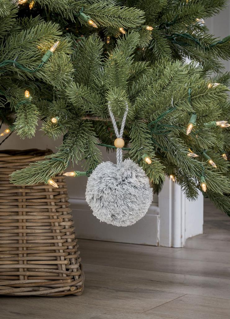 White OR Grey Wool Pom Pom Bauble