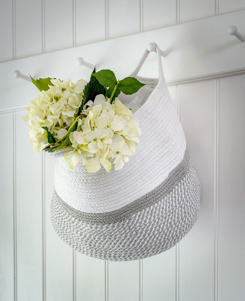 White & Dove Grey Recycled Cotton Basket