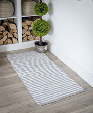 Load image into Gallery viewer, Grey &amp; White Striped Recycled Cotton Rug - 3 Designs
