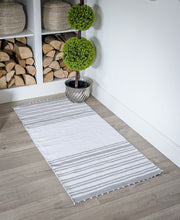 Load image into Gallery viewer, Grey &amp; White Striped Recycled Cotton Rug - 3 Designs
