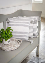 Load image into Gallery viewer, Grey &amp; White Striped Recycled Cotton Cushion
