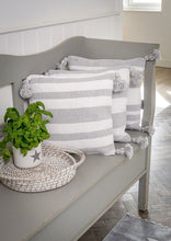 Load image into Gallery viewer, Grey &amp; White Striped Recycled Cotton Cushion
