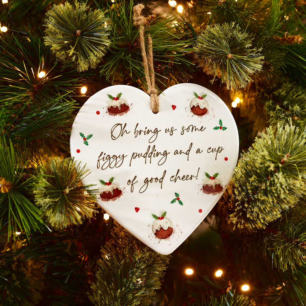 Christmas Pudding Heart Hanging Sign