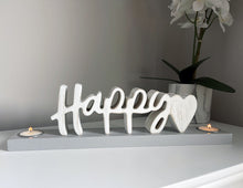 Load image into Gallery viewer, Grey &amp; White Happy Heart Candle Holder
