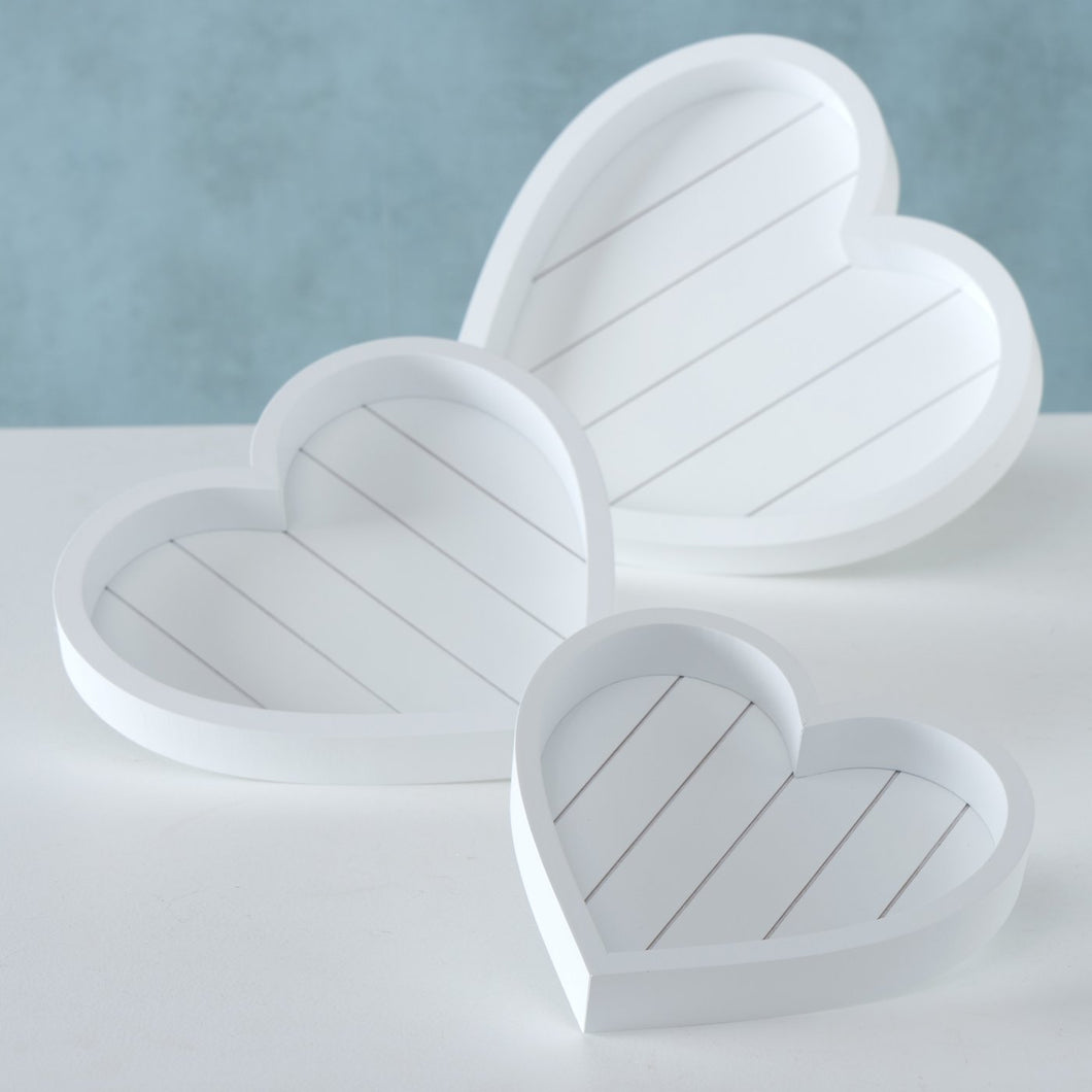 White T&G Heart Shaped Tray With White Trim