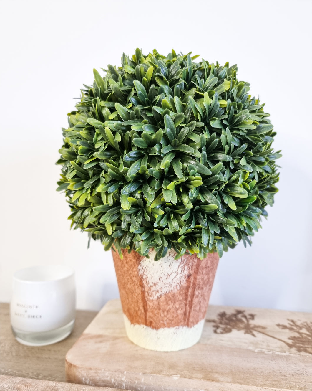 Faux Buxus Topiary Ball In Terracotta Planter