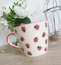 Load image into Gallery viewer, Cream Hand Painted Red Ladybird Mug
