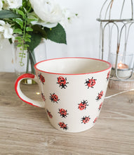 Load image into Gallery viewer, Cream Hand Painted Red Ladybird Mug
