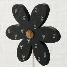 Load image into Gallery viewer, Wooden Flower Figure With Heart/Polka Dot Detail
