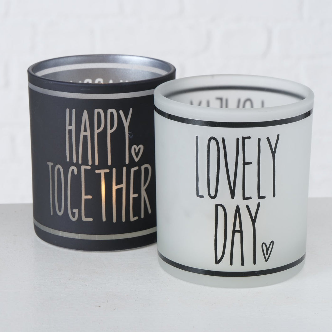 Happy Together/Lovely Day Glass Candle Holder