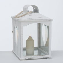 Load image into Gallery viewer, Rustic White T&amp;G Wooden Heart Lantern ** IMPERFECT
