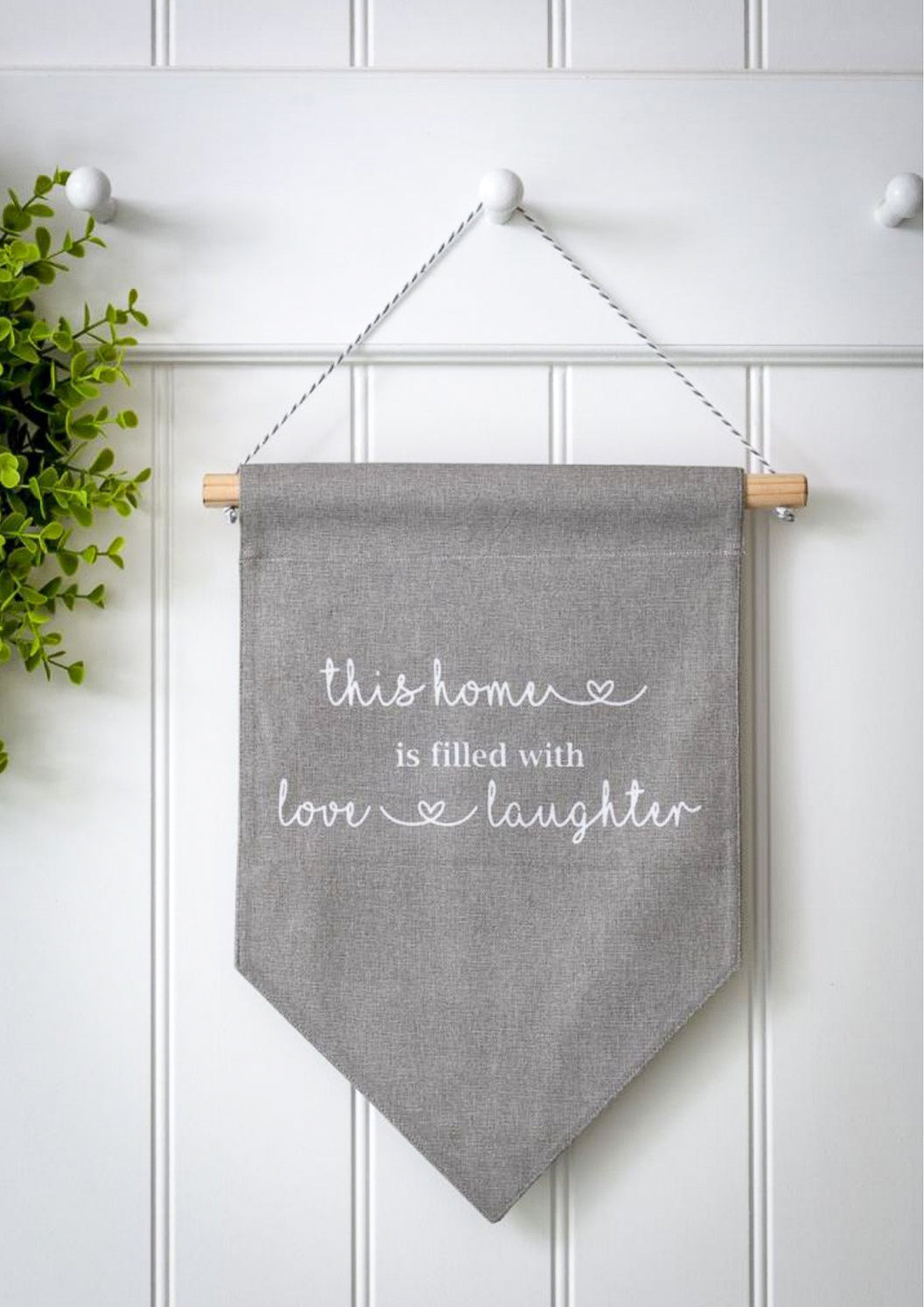 Dove Grey Love & Laughter Fabric Hanger