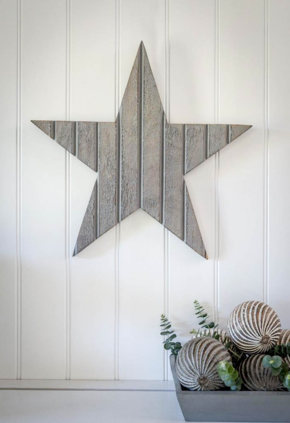 Grey T&G Natural Wood Wall Star