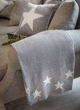 Load image into Gallery viewer, Grey &amp; White Two Side Knit Star Throw
