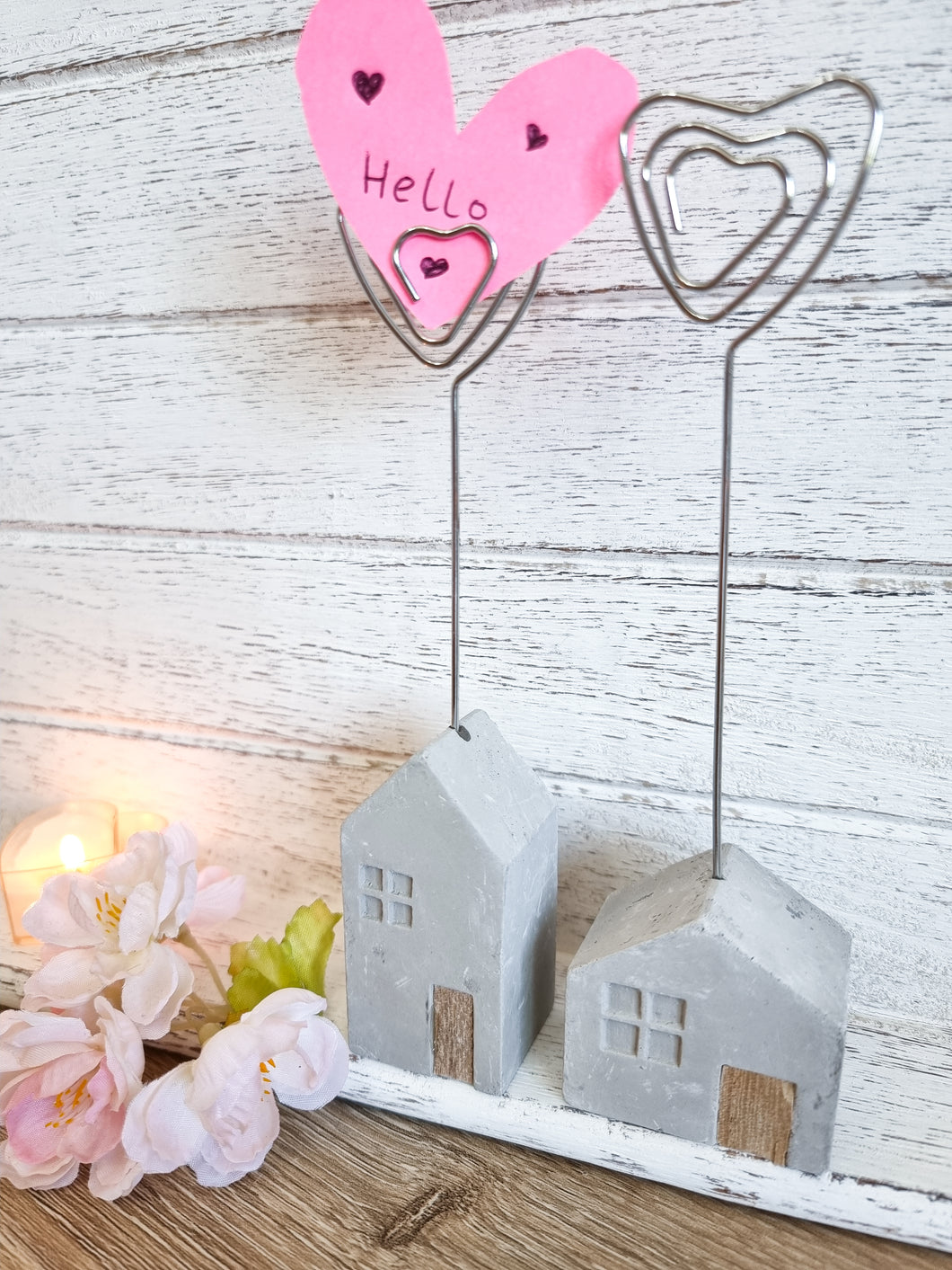 Miniature Grey House Heart Photo Holders