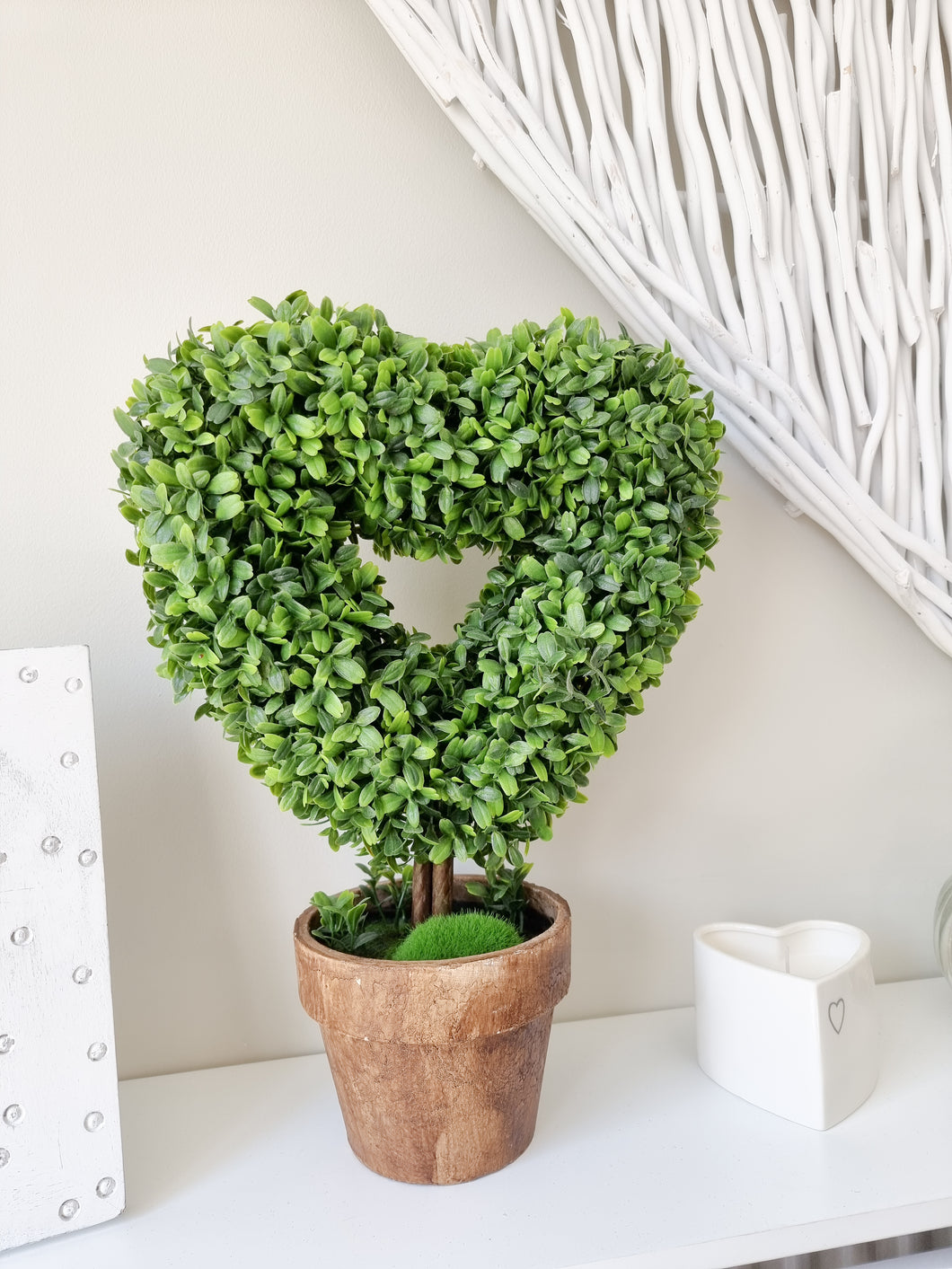 Faux Heart Shaped Topiary In Pot