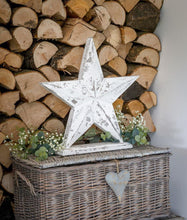 Load image into Gallery viewer, Heavily Distressed White Wooden Mantle Star
