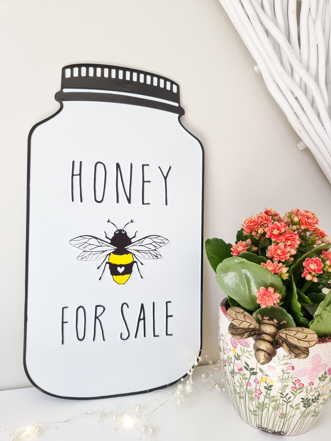Mason Jar Shaped Honey For Sale Metal Wall Plaque