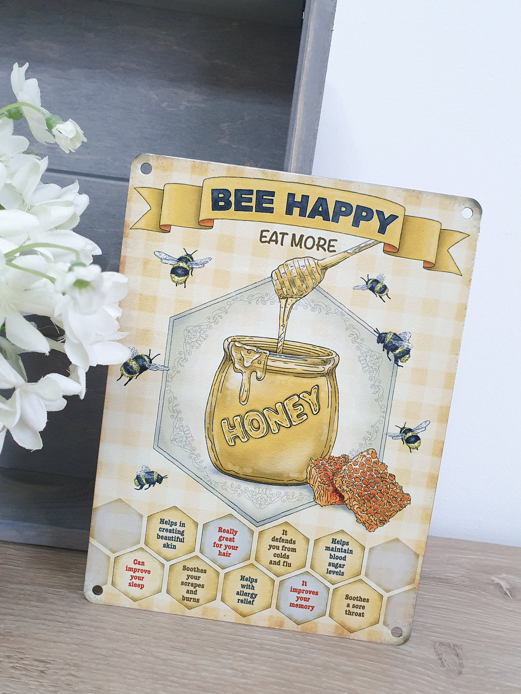 Bee Happy Mini Honey Bee Plaque