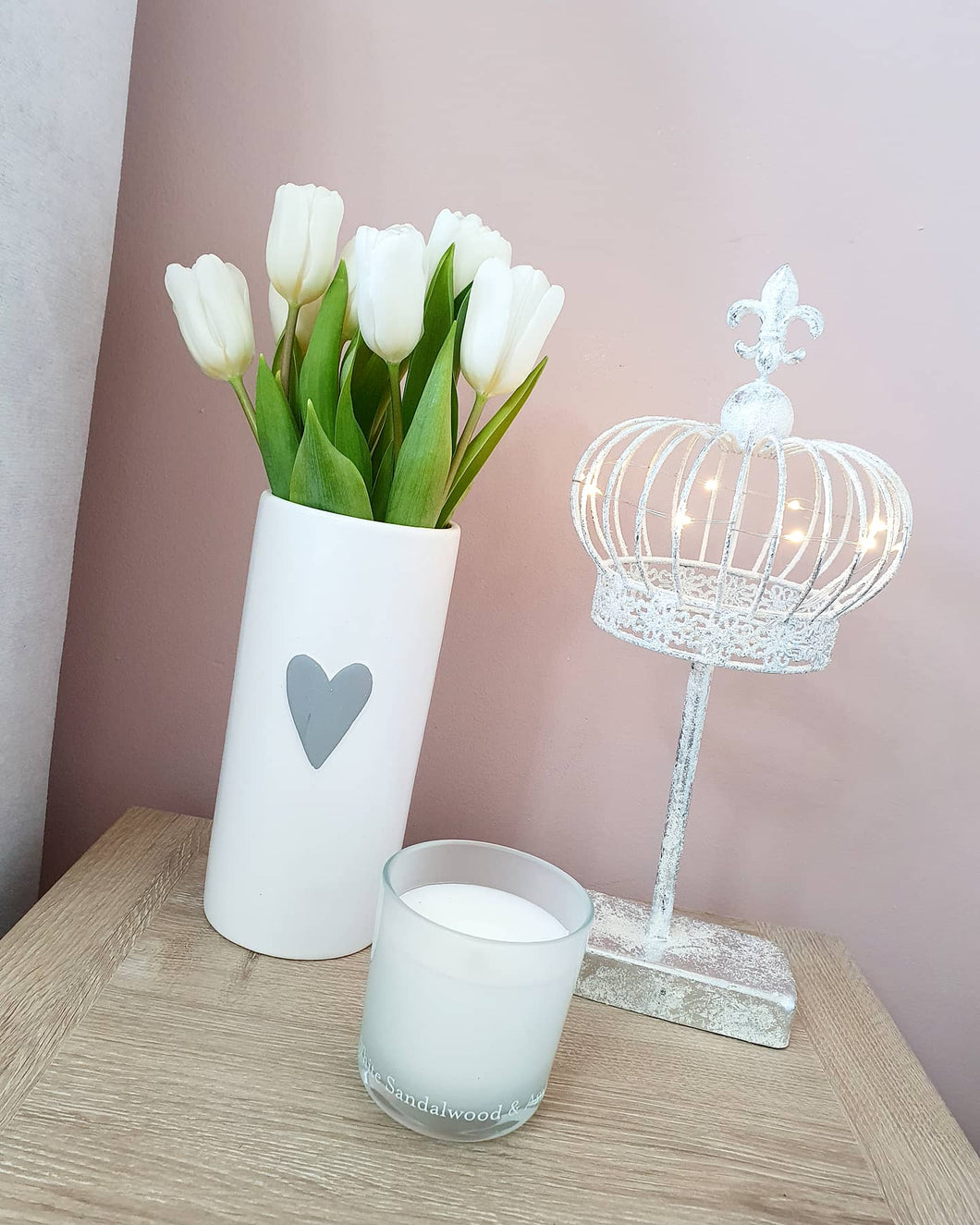 White Vase With Grey Heart