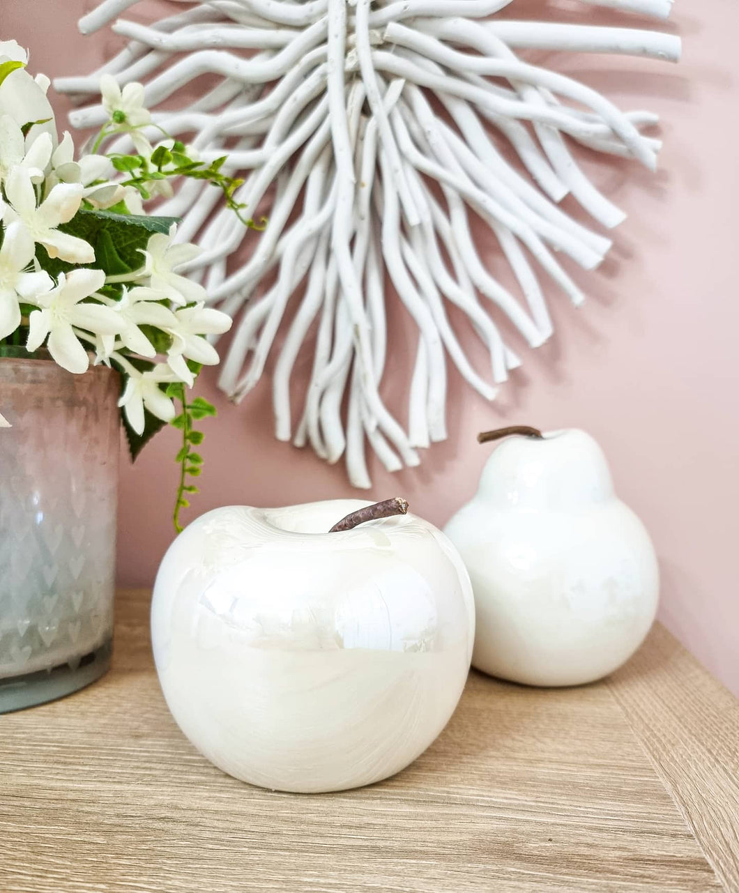 Cream Pearl Glazed Apple OR Pear Decoration
