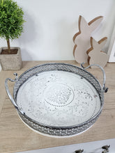 Load image into Gallery viewer, Intricate Grey &amp; White Moroccan Tray
