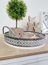 Load image into Gallery viewer, Intricate Grey &amp; White Moroccan Tray
